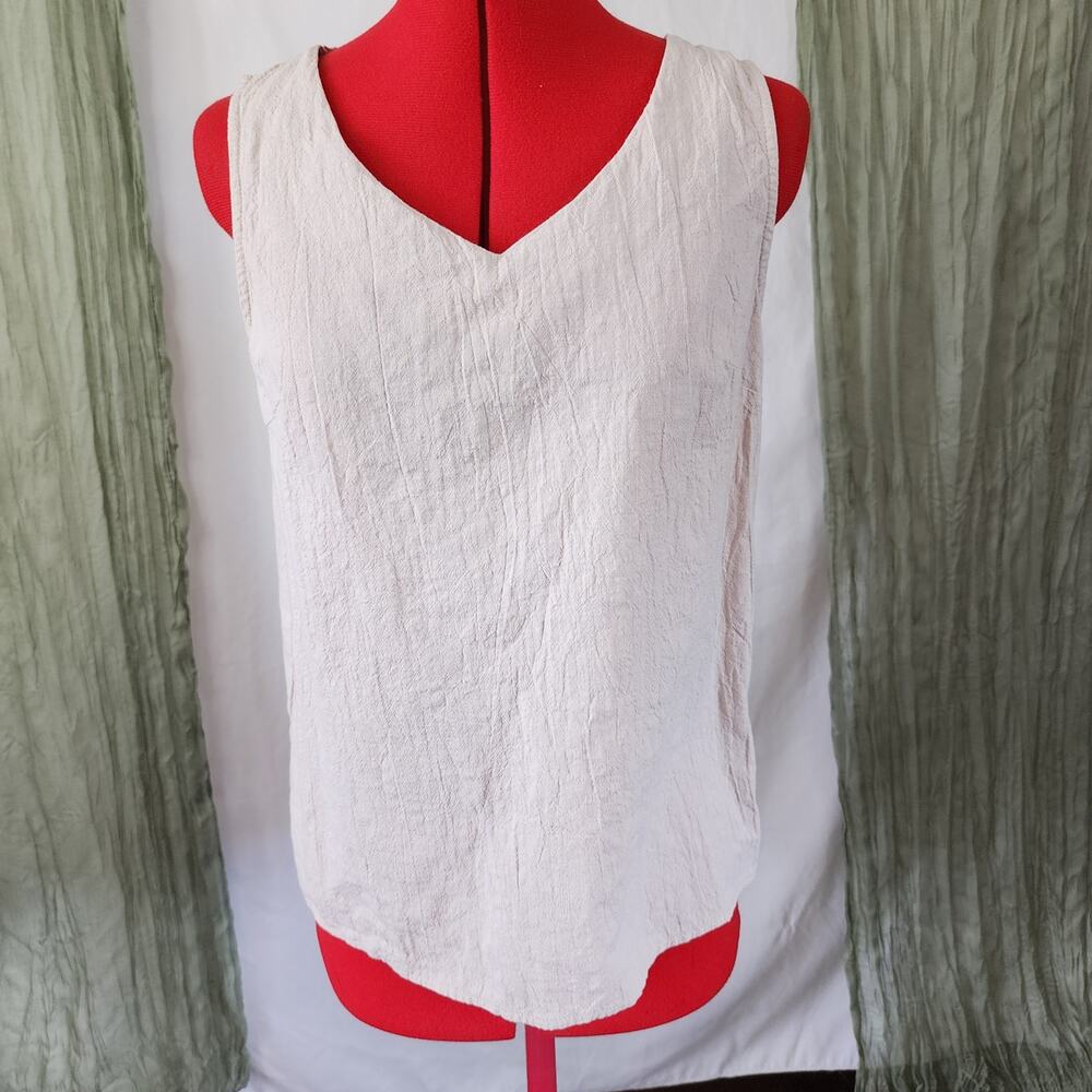 Hotouch Light Beige  Sleeveless V-Neck Cotton Summer Top Size M